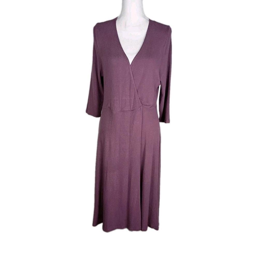 Torrid Plum Long Sleeve Hacci Knit Faux Wrap Dress Size 1 Super Soft New W Tags - Picture 1 of 9